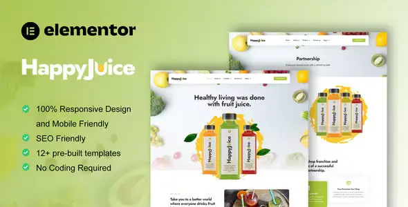 HappyJuice - Juice & Fresh Drink Elementor Pro Template Kit