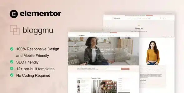 Bloggmu Feminine Blog Elementor theme Kit