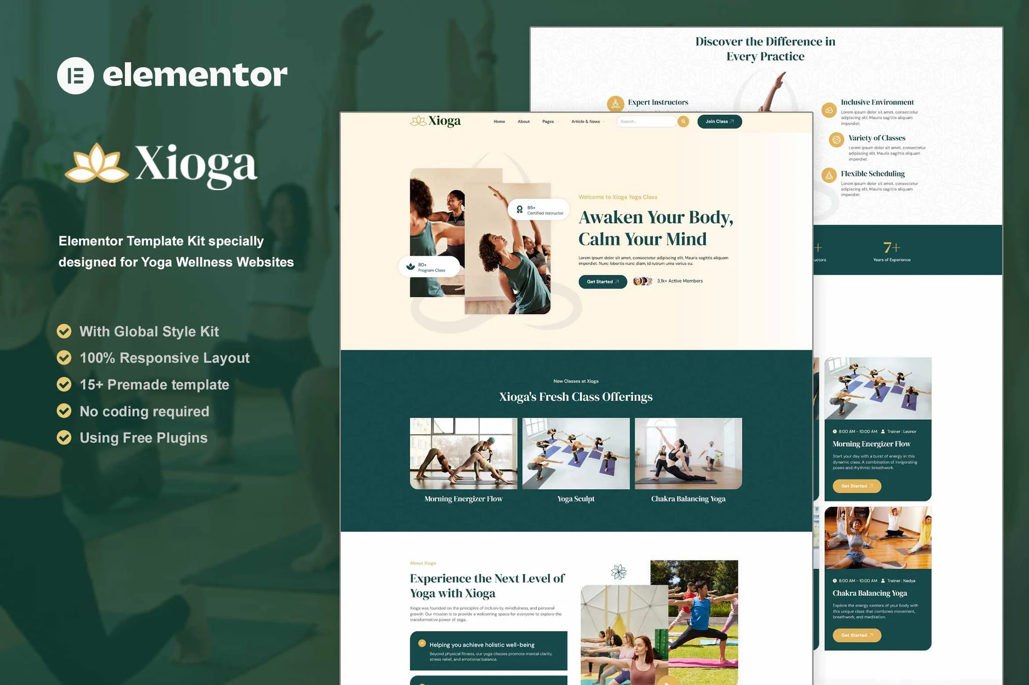 Xioga Yoga Wellness Elementor Template Kit